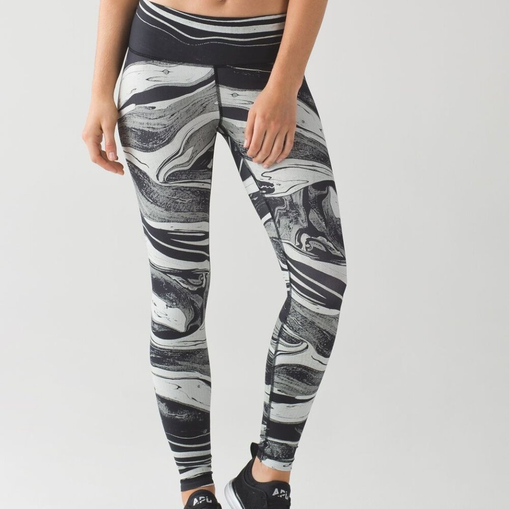 Lululemon Speed Wunder leggings Marbled Mix White/Black 10 ankle